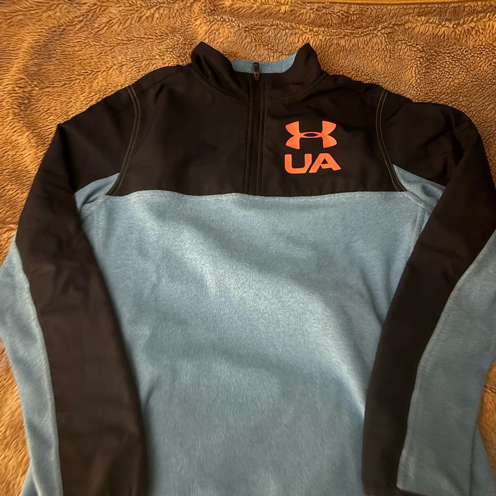 Under Armour Blue and Navy Quarter-Zip with Orange Trim